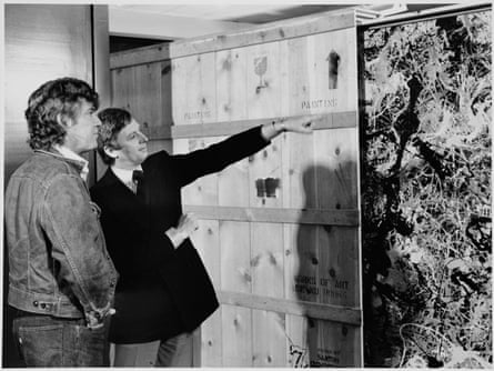 James Mollison and Robert Hughes with Jackson Pollock’s Blue Poles.