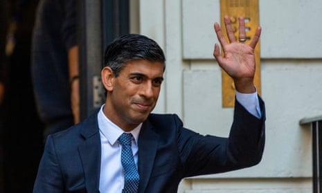 Rishi Sunak leaving the Conservative party headquarters in London yesterday.
