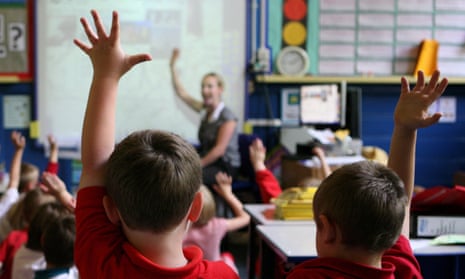 Children at school raising their hands to answer a question.