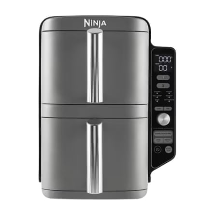مقلاة هوائية Ninja Double Stack XL ذات الأدراج المزدوجة، باللون الرمادي
