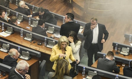 Kosovo politicians stage teargas protest in parliament | Kosovo | The ...