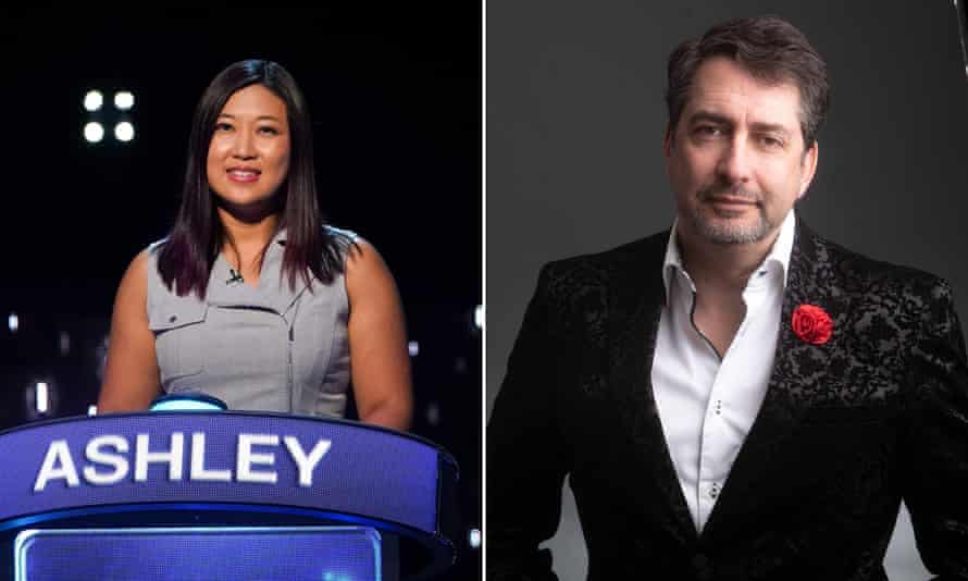 Ashley Ailes, contestant on The Weakest Link, and the show's voice, Jon Briggs.