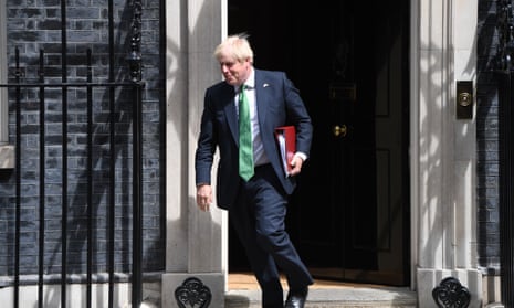 Boris Johnson leaving Downing Street for PMQs.  motion.