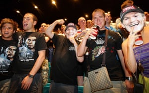Ricky Hatton fans show their support during the weigh in at the MGM Grand Hotel, Las Vegas, ahead of his fight against Manny Pacquiao.