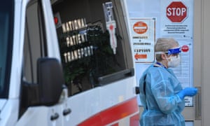A healthcare worker outside a Melbourne aged care facility