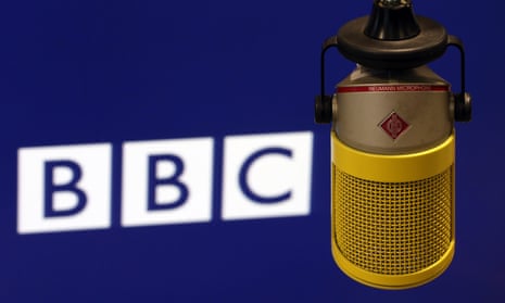 BBC logo and radio broadcast microphone.