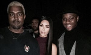 Kanye West and Kim Kardashian after Yeezy season 5 fashion show at Pier59 Studio
