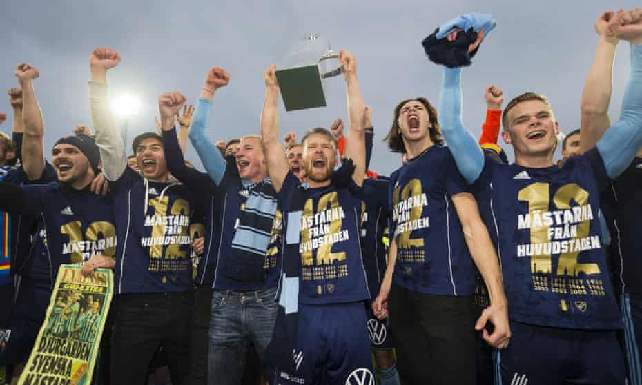 Djurgården celebrate winning the 2019 title. The 2020 season was due to start in April. 