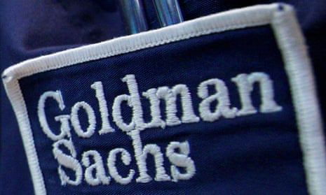 The logo of Goldman Sach on the clothing of a trader