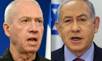A composite picture of Israel's defence  minister, Yoav Gallant (left),  and the prime minister, Benjamin Netanyahu