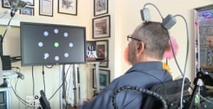 Dennis Degray uses Utah array implants to manipulate the cursor on a computer screen.