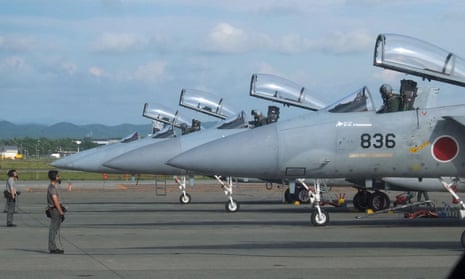 Japanese fighter aircraft at Chitose air base in Hokkaido prefecture