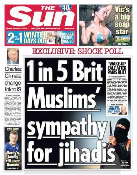 The Sun front page from 23 November 2015.