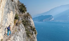 A cliff route above Lake Garda, in northern Italy.