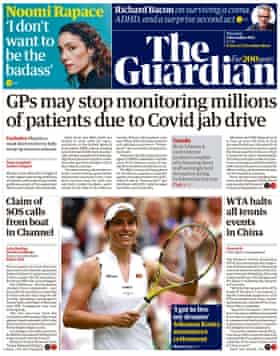 Guardian front page, Thursday 2 December 2021