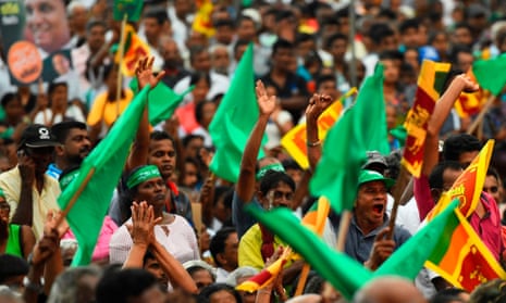 Supporters of the ruling United National Party (UNP) at a campaign rally in Pugoda, in the outskirts of the capital Colombo