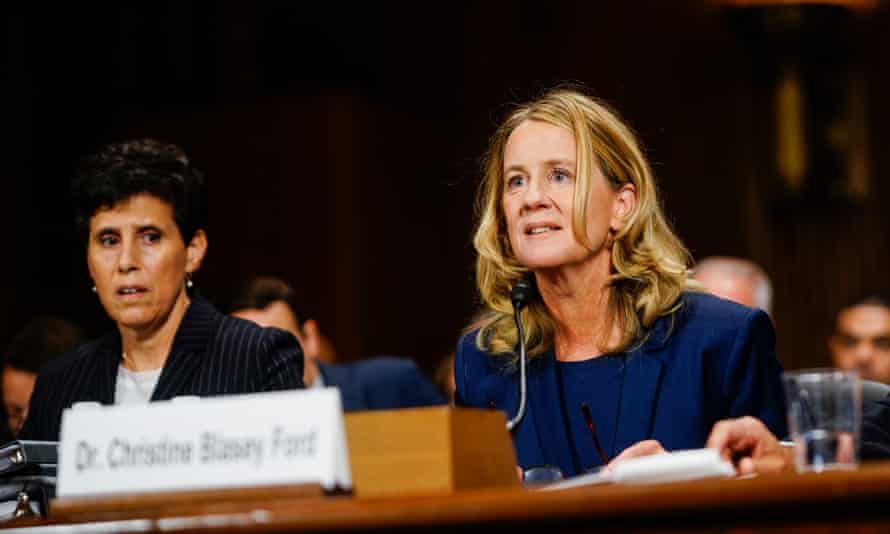 Christine Blasey Ford testifies before members of the Senate judiciary committee.