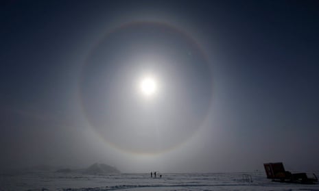 Scientists measuring solar radiation in Antarctica in October 2015, when the ozone hole reached a record size due to increased volcanic activity.