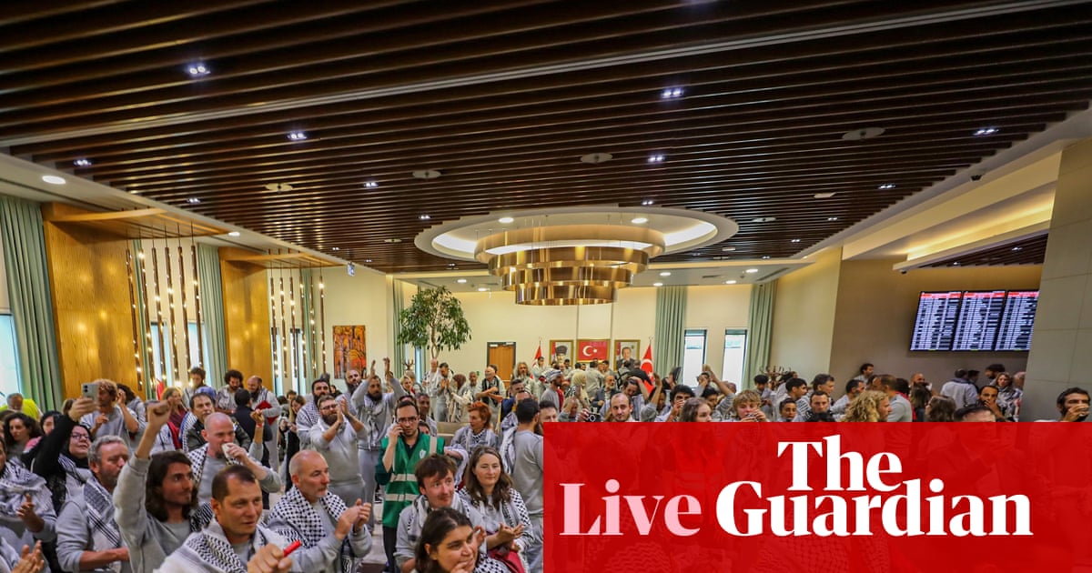 News live: Australian flotilla activists released by Israel arrive in Istanbul and claim they were denied food and water