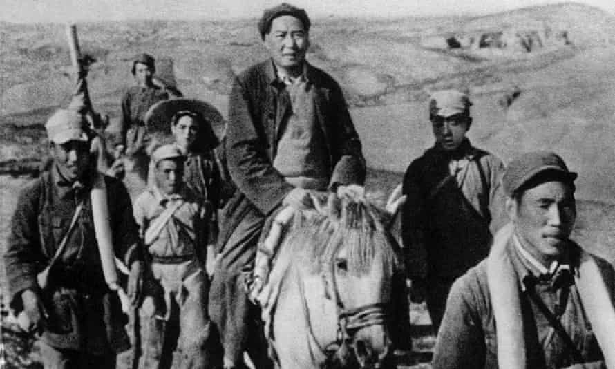 Mao Zedong on the Long March in Shaanxi province in 1934 or 1935.