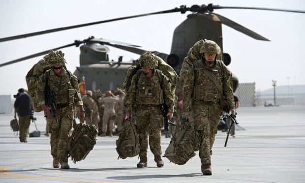 British military personnel arriving at Kandahar Airfield, Afghhanistan