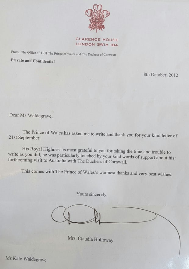Letter from Charles to Kate Waldegrave