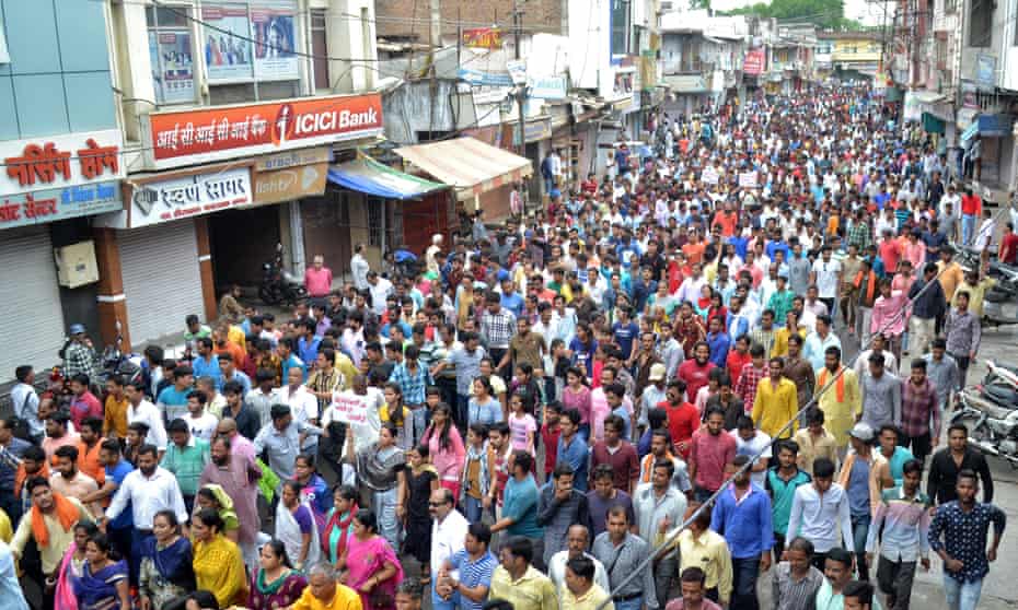 A protest in Mandsaur, Madhya Pradesh, last week after the gang rape of a eight-year-old girl.