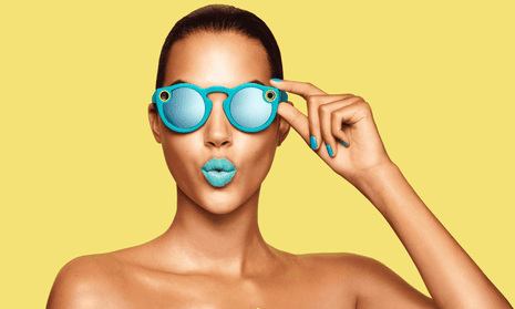 A woman wearing Google Gl– sorry, Snap Inc’s Spectacles.