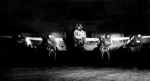 1944: An Avro Lancaster BI (R5729/KM-A), of 44 Squadron, running up its engines in a dispersal at Dunholme Lodge, Lincolnshire, before setting out on a night raid to Berlin