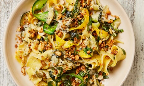 Yotam Ottolenghi’s courgette pappardelle with feta and lemon.