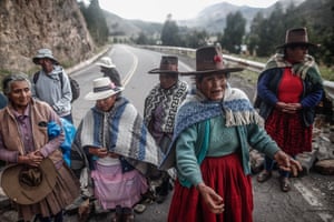 A group of people carry out an indefinite strike and block the highways of the Panamericana Sur in Cusco, Peru, demanding the resignation of the president Dina Boularte and the closure of Congress