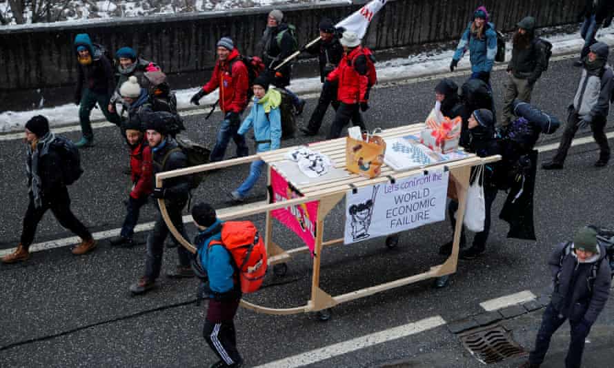 Climate protesters demonstrate against WEF in Landquart, Switzerland.