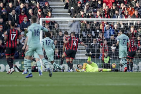 Jefferson Lerma of Bournemouth puts past his own keeper.