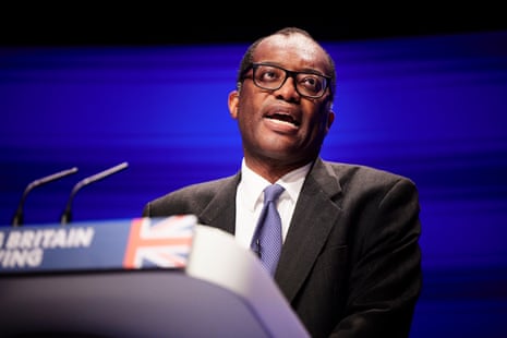 Kwasi Kwarteng delivering his conference speech.