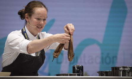Roberta Hall-McCarron cooking with fish