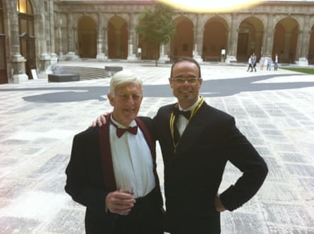 Orthodontists John Mew (on left) and his son Mike Mew attending an event at the University of Vienna, Austria, in 2011