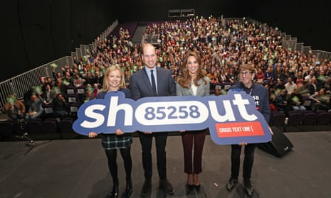 The Duke and Duchess of Cambridge on stage during a volunteer celebration event with the charity Shout