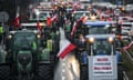 Tractors in the streets of Kraków, Poland, as part of a protest against the EU's nature restoration law.