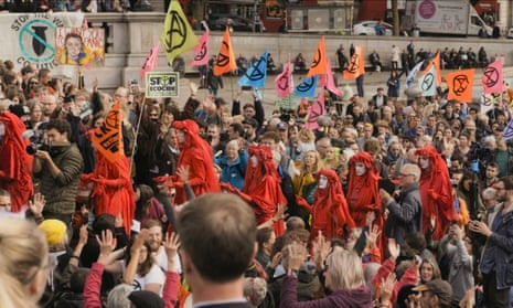 Code red … eco-protestors sound the alarm in Rebellion. 