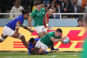 Ireland’s Johnny Sexton scores their fourth try.