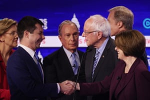Six of the Democratic presidential candidates.