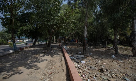 A general view of a slum cluster area after the clean-up drive ahead of the G20 Summit at Janta Camp near Bharat Mandapam, in New Delhi