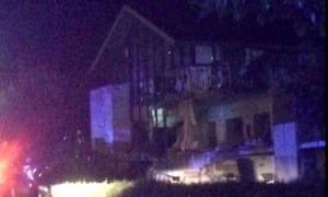 A screengrab of the scene in Chimay, Belgium, following a fatal explosion.