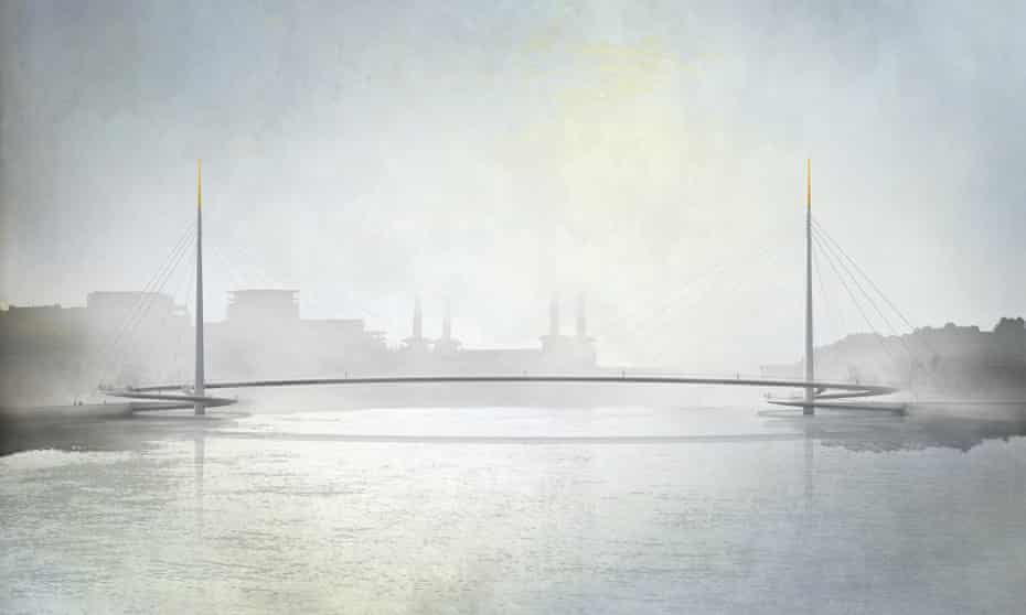 Gilded chopsticks … the winning design by Bystrup architects for a new Nine Elms bridge is a model of elegance.
