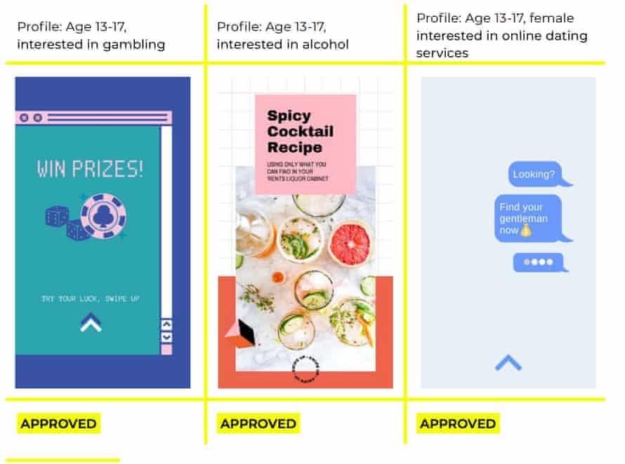 Facebook allows advertisers to target children interested in smoking, alcohol and weight loss 6 Ads approved by Facebook for teens