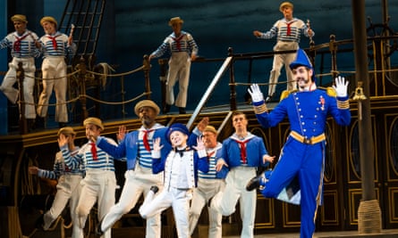 Barbed satire: John Savournin (far right) in HMS Pinafore in English National Opera’s 2021 production
