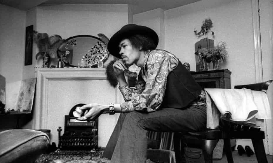 Jimi Hendrix at 23 Brook Street, London in 1969. 