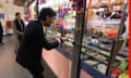 The chancellor, Rishi Sunak, at a sweet shop in Bury Market in Lancashire