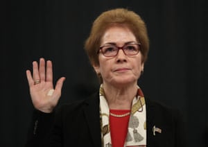 Marie Yovanovitch at last week’s deposition. Trump lashed out at Yovanovitch as she testified about the smear campaign waged against her.
