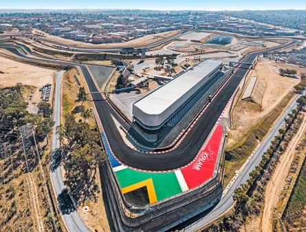 Aerial image of track and buildings